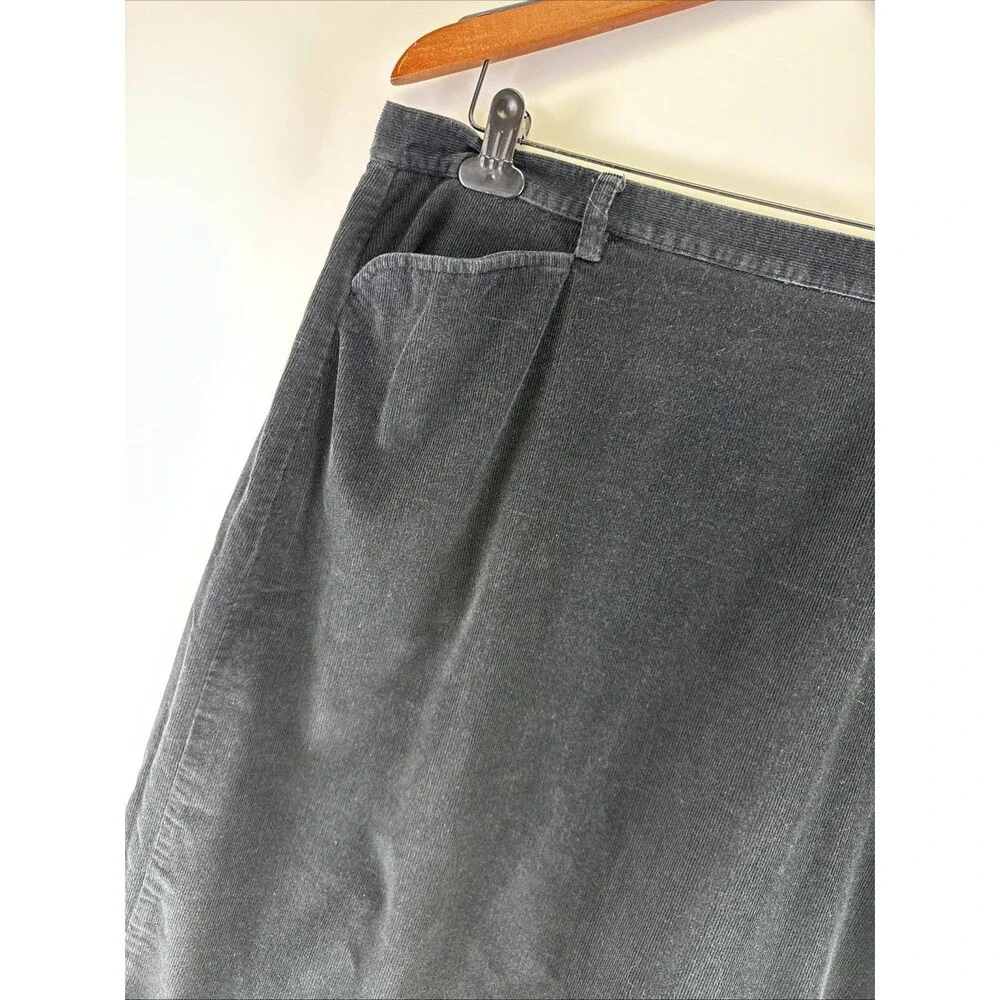 Eddie Bauer Black Corduroy Maxi Skirt Long Cotton Side Zip Pockets Women 18 Tall